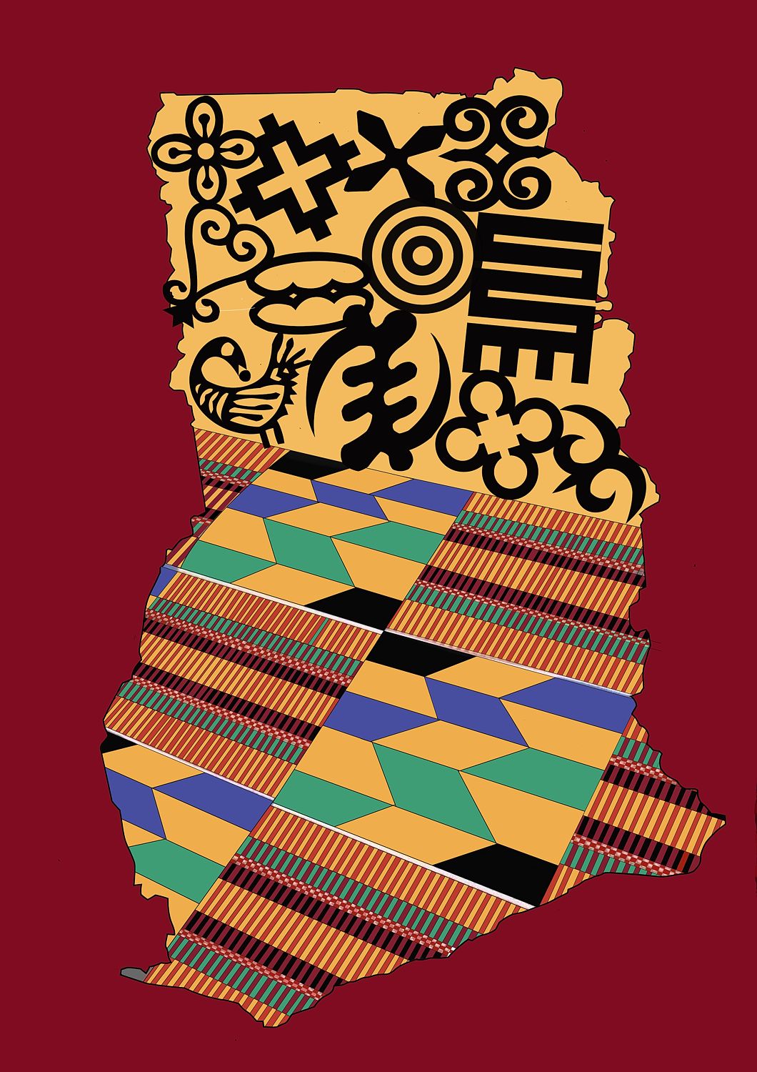 MAP OF GHANA SYMBOLS copy red