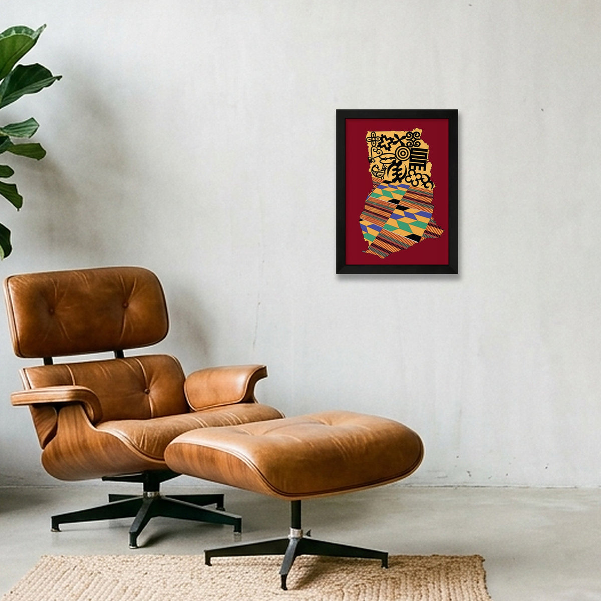 MAP OF GHANA SYMBOLS copy red — A4 (21×30cm, 8×12") Black Frame
