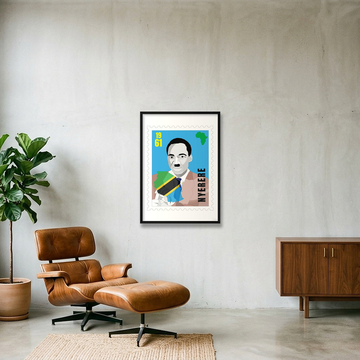 Nyerere — 59×84cm, 23×33" Black Frame